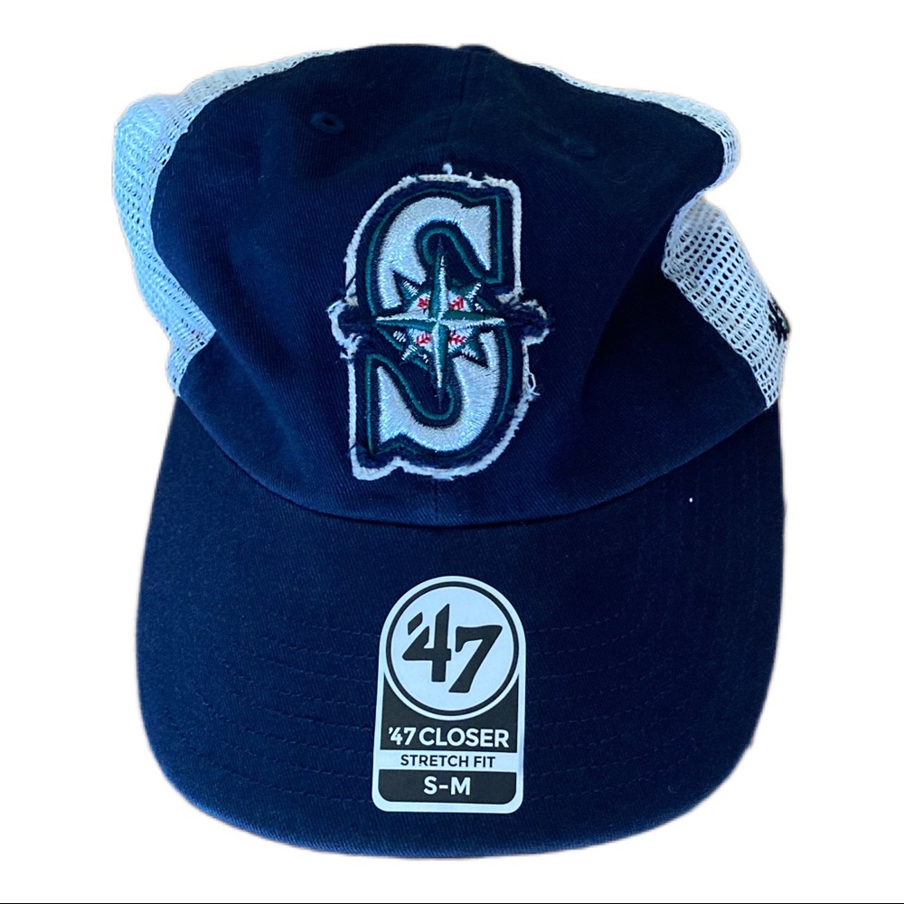 Seattle Mariners Logo Stamp Mesh‎ Fitted Hat Cap